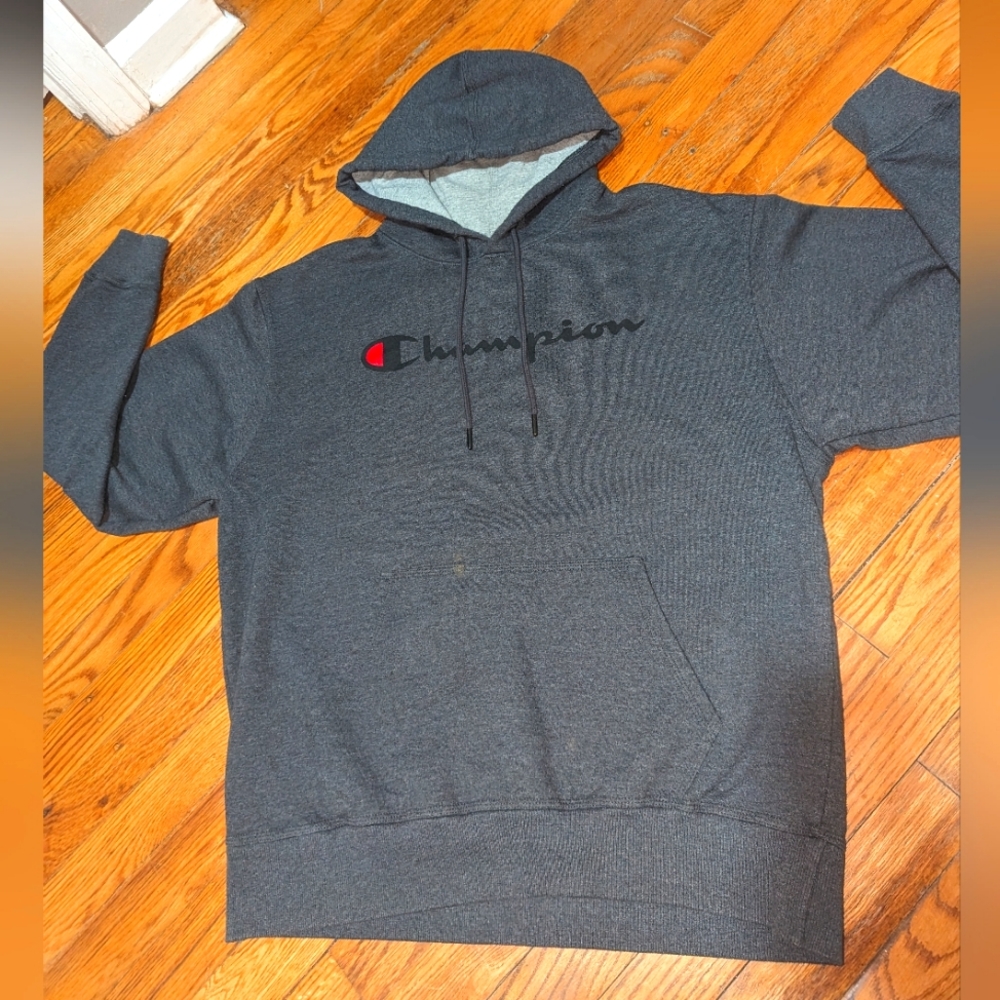AUTHENTIC CHAMPION Logo Charcoal Gray Sweatshirt Hoodie